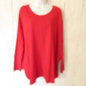 Bryn Walker Top XS Red Oversize Long Sleeve Lagenlook Minimalist Christmas